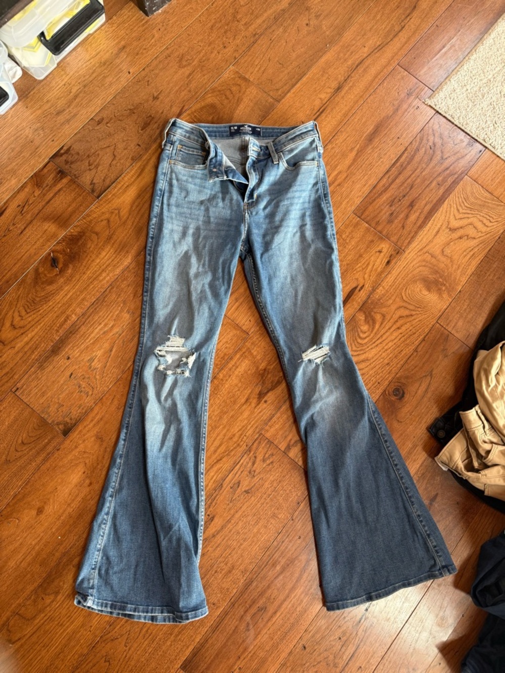 Hollister Medium Blue Distressed Flare Jeans